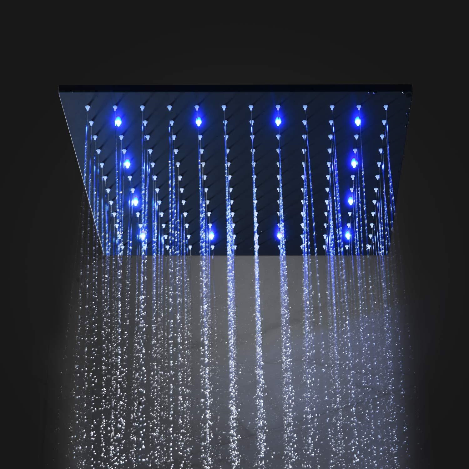 BathSelect Oil Rubbed Bronze Square Color Changing LED Rain Shower Head